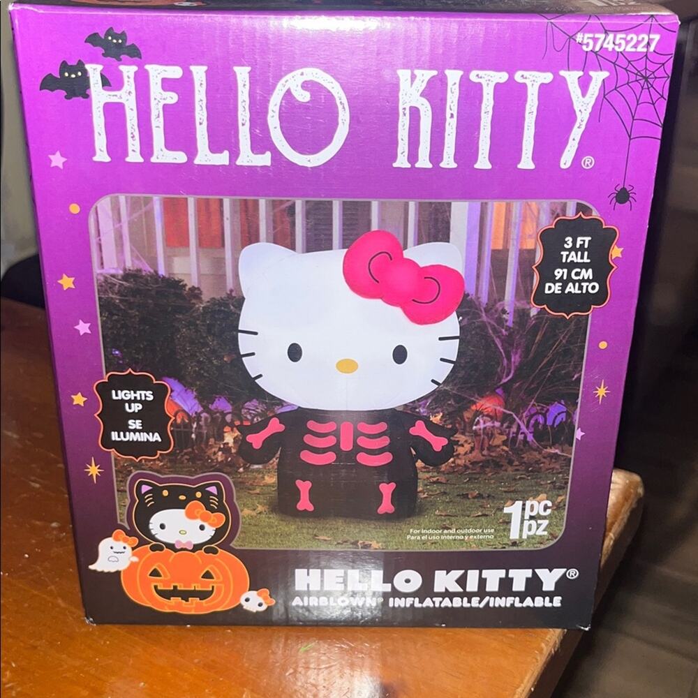 Hello Kitty 3 FT Halloween Skeleton Airblown Inflatable Yard Decor - NEW 2024